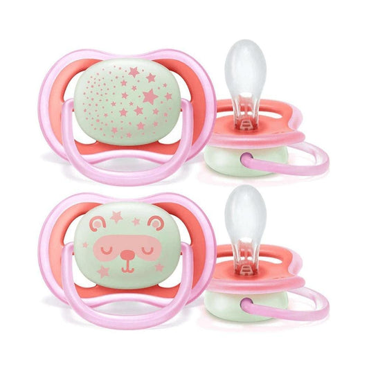 Philips Avent Night Time Silicone Soother Ultra Air 6-18 Months Girl - Pack of 2