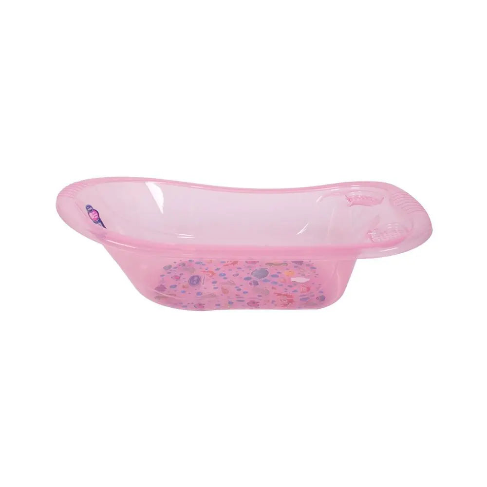 Sevi Bebe Patterned Transpared Baby Bathtub With Drain Plug - Pink Sevi Bebe