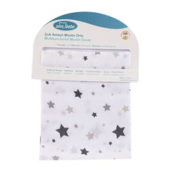 Sevi Bebe Printed Muslin Multi-Purpose Cover (2 Pcs) - Grey Star Sevi Bebe