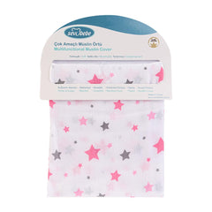 Sevi Bebe Printed Muslin Multi-Purpose Cover (2 Pcs) - Pink Star