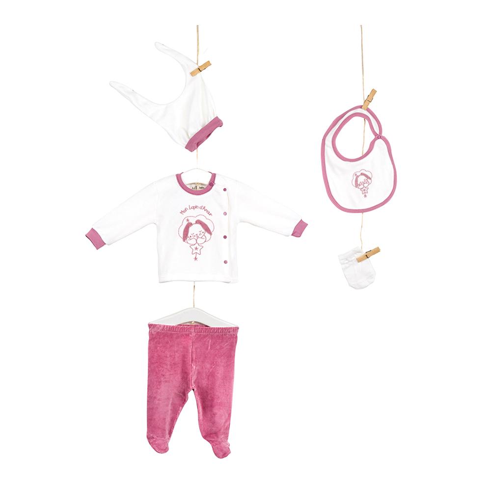 Aziz Bebe Hospital Exit Set - 5 Pieces - Pink & White Aziz Bebe