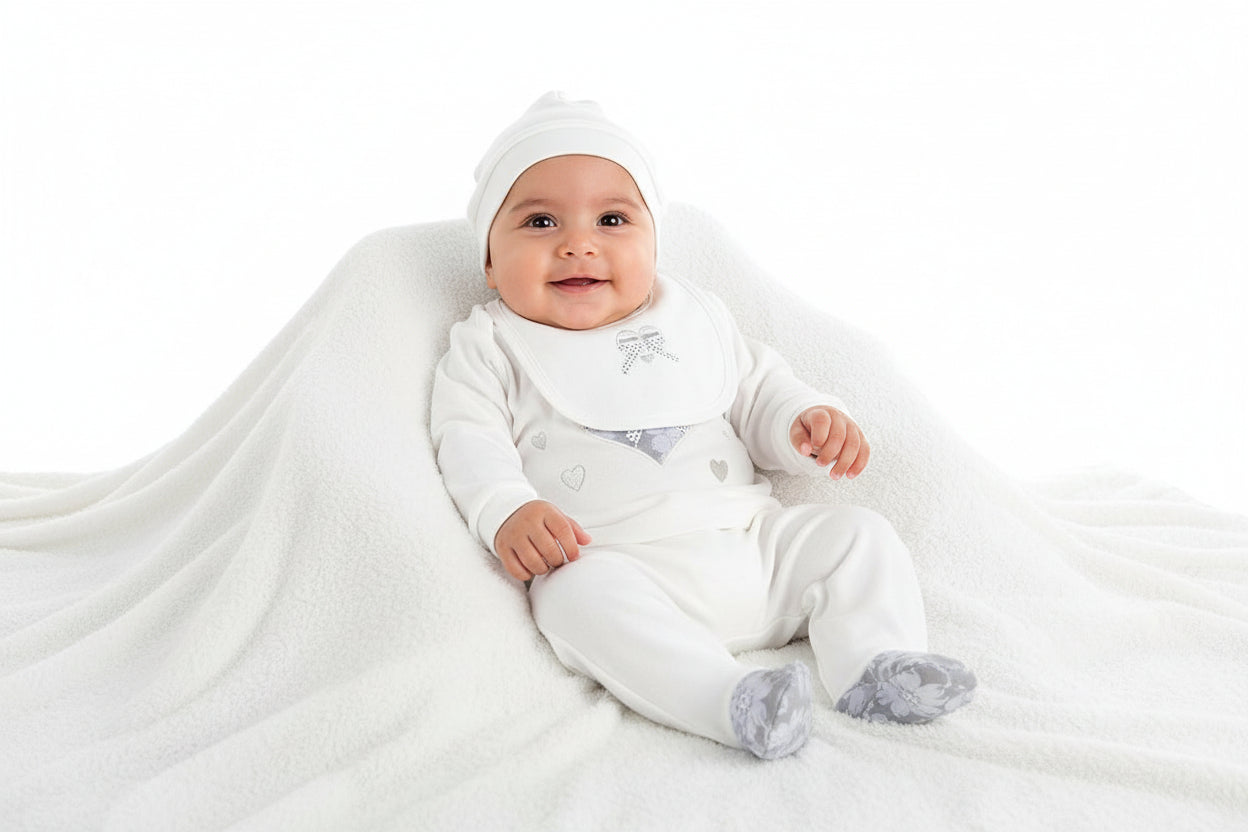 Aziz Bebe Hospital Exit Set - 5 Pieces - White Heart Design Aziz Bebe