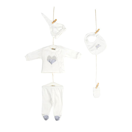 Aziz Bebe Hospital Exit Set - 5 Pieces - White Heart Design Aziz Bebe