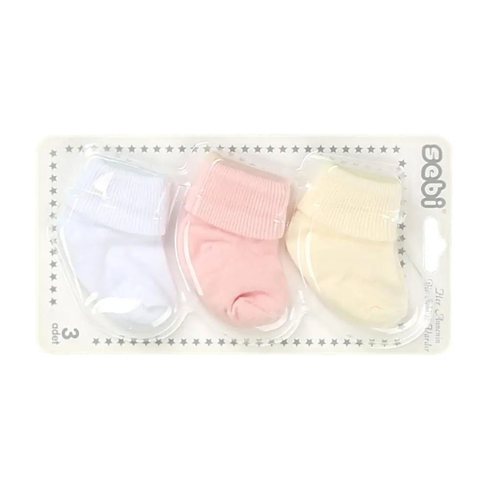 SEBI Baby Socks - Pack of 3 - White,Pink & Cream SEBI