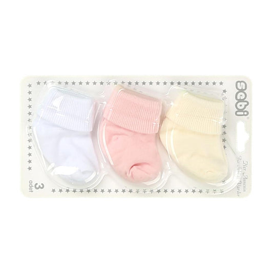 SEBI Baby Socks - Pack of 3 - White,Pink & Cream