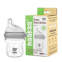 Haakaa Generation 3 Glass Baby Bottle:( 90ml )- Grey Haakaa