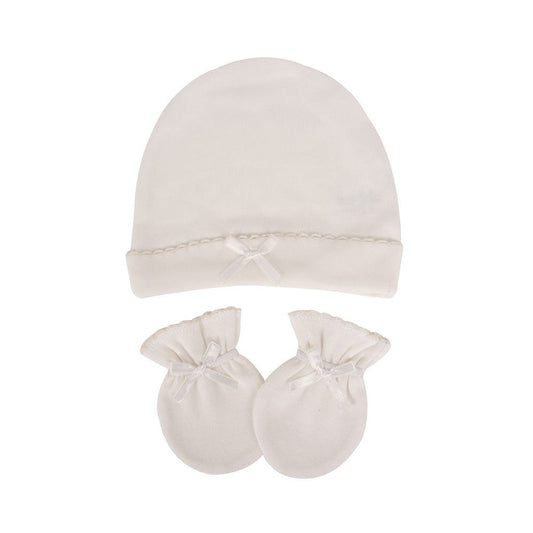 Sevi Bebe Baby Mittens and Hat Set - Ecru