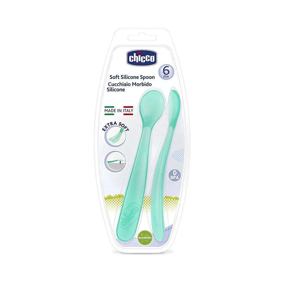 Chicco Soft Silicone Spoon Bi-Pack 6 months+ 2 Pieces Chicco