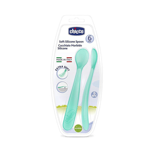 Chicco Soft Silicone Spoon Bi-Pack 6 months+  2 Pieces
