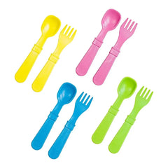 Replay Packaged Spoons & Forks - Yellow/Bright Pink/Sky Blue/Green Replay