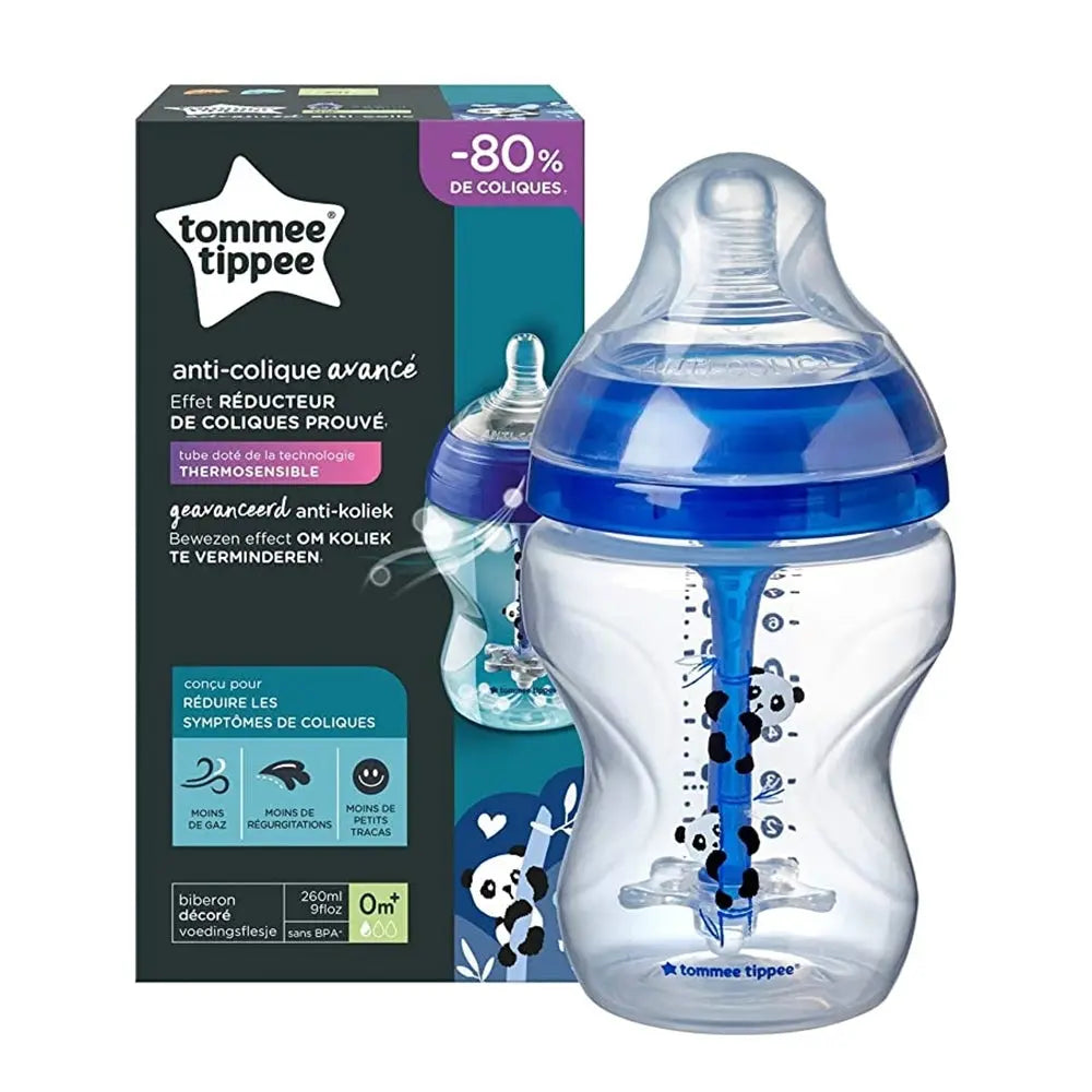 Tommee Tippee Advanced Anti Colic Heat Sensing Feeding Bottle - 260ml - Blue Tommee Tippee