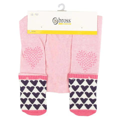 Bross Baby Grip Non-Slip Tights Pink Hearts, 1 Pair Bross Socks