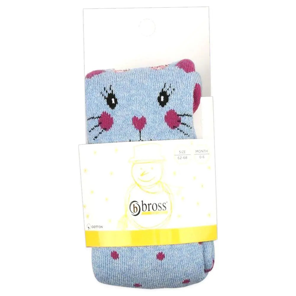Bross Baby Socks Adorable Cat blue Tights, 1 Pair Bross Socks