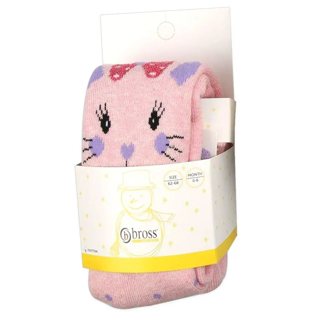 Bross Baby Socks Adorable Cat Pink Tights, 1 Pair Bross Socks