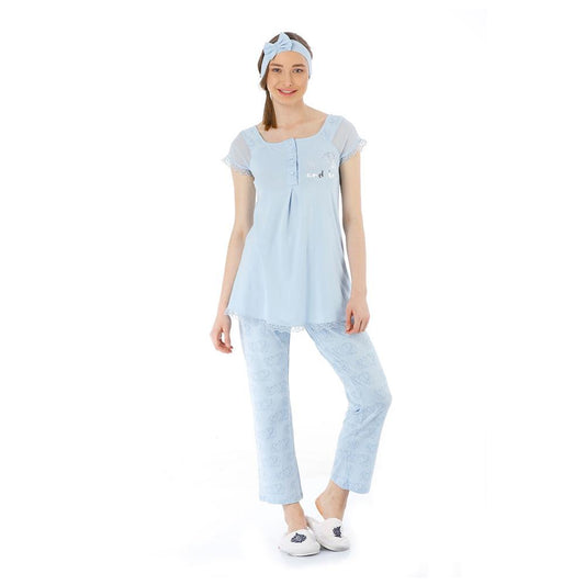 Feyza 3763 Love Maternity Pyjamas Set - Blue Feyza