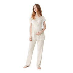 Feyza 3809 Maternity Pyjamas Set, Beige