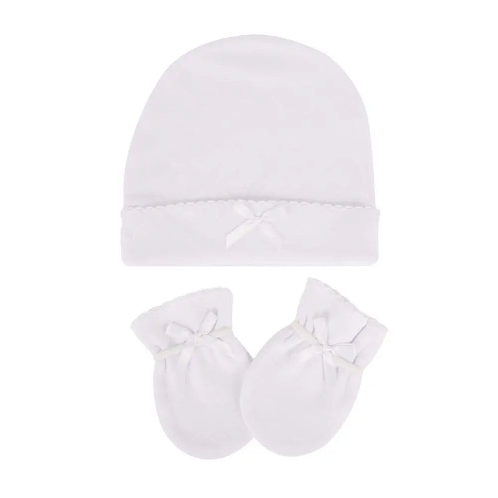 Sevi Bebe Baby Mittens and Hat Set - White Sevi Bebe