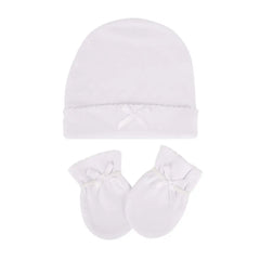 Sevi Bebe Baby Mittens and Hat Set - White Sevi Bebe