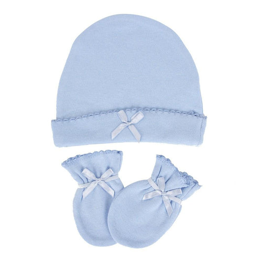 Sevi Bebe Baby Mittens and Hat Set, Blue