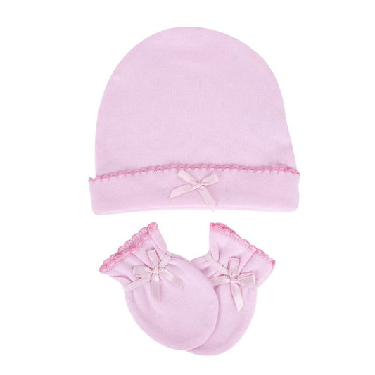 Sevi Bebe Baby Mittens and Hat Set, Pink