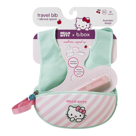 B.Box Hello Kitty Travel Bib + Spoon - Candy Floss