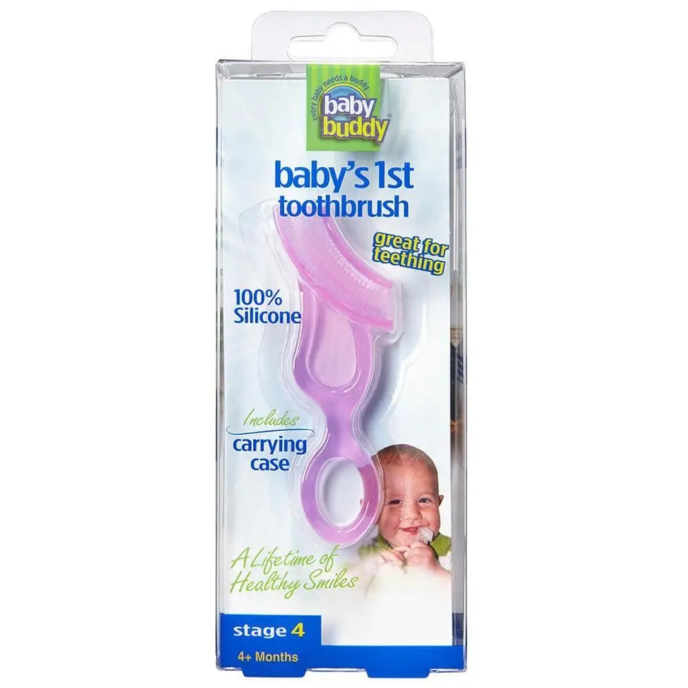 Baby Buddy Babys 1st Toothbrush with Carrying Case - Pink - ( 4 Months+) Baby Buddy