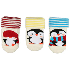 Bross Baby Socks Non-Slip Lovely Penguins - Pack of 3