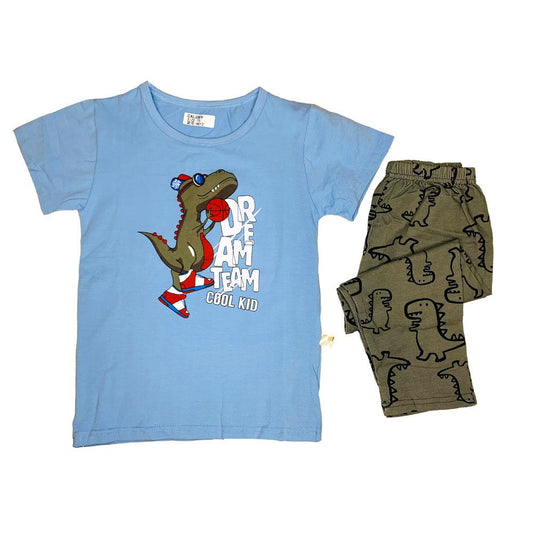 Caluby Short Sleeved Dinosaur, blue
