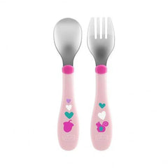 Chicco Metal Cutlery، 18 months+ - Pink Chicco