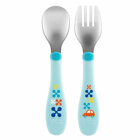Chicco Metal Cutlery Blue - 18 months +