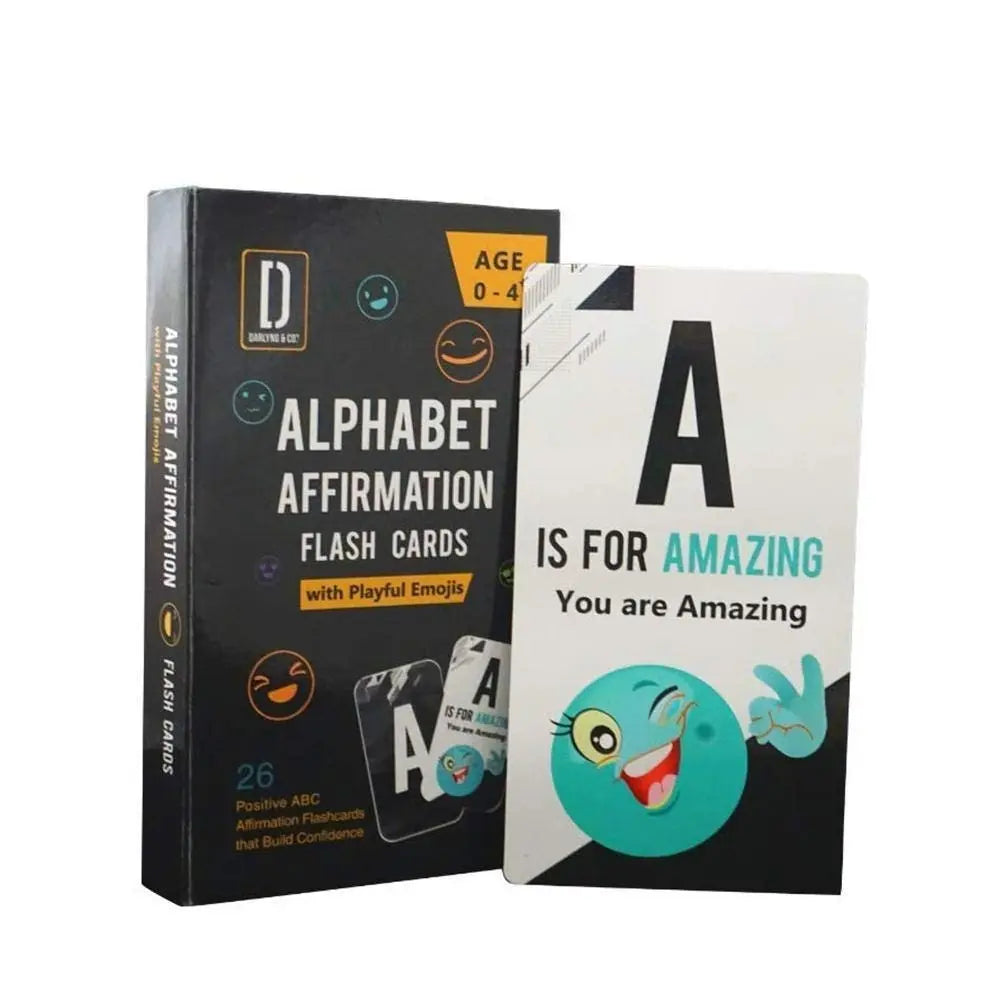 Darlyng & Co Modern Alphabet Affirmation Flash Cards with Playful Emojis Darlyng & Co