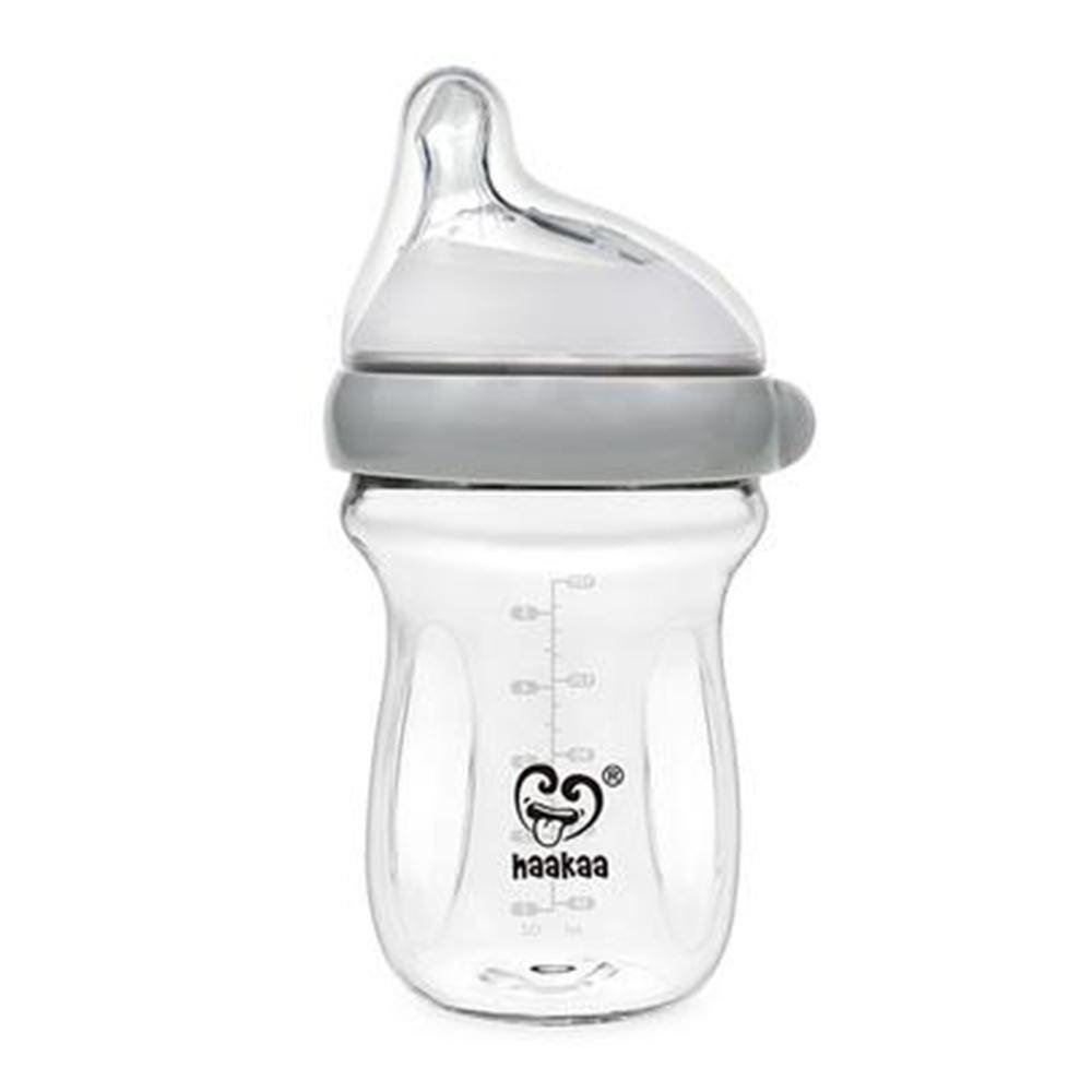 Haakaa Generation 3 Glass Baby Bottle:( 160ml )- Grey Haakaa