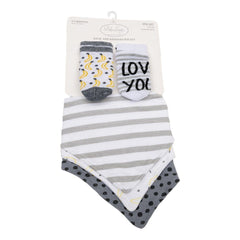 Love you Socks and Bandana Bib Set, Grey (0-6 M) Baby Lounge