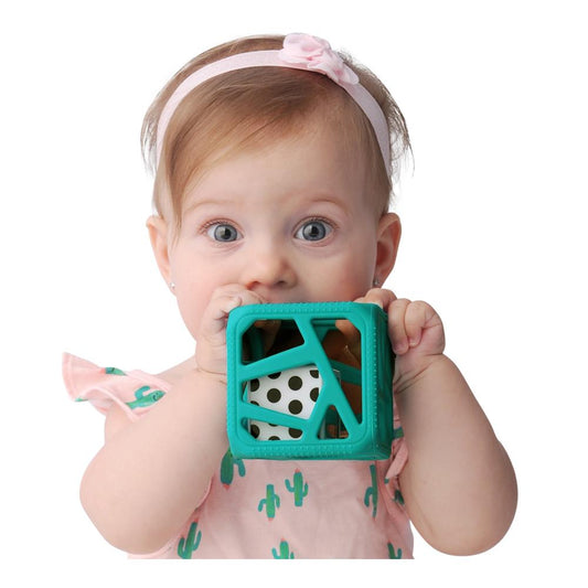 Malarkey Kids Chew Cube Easy Grip Teether Rattle - Turquoise