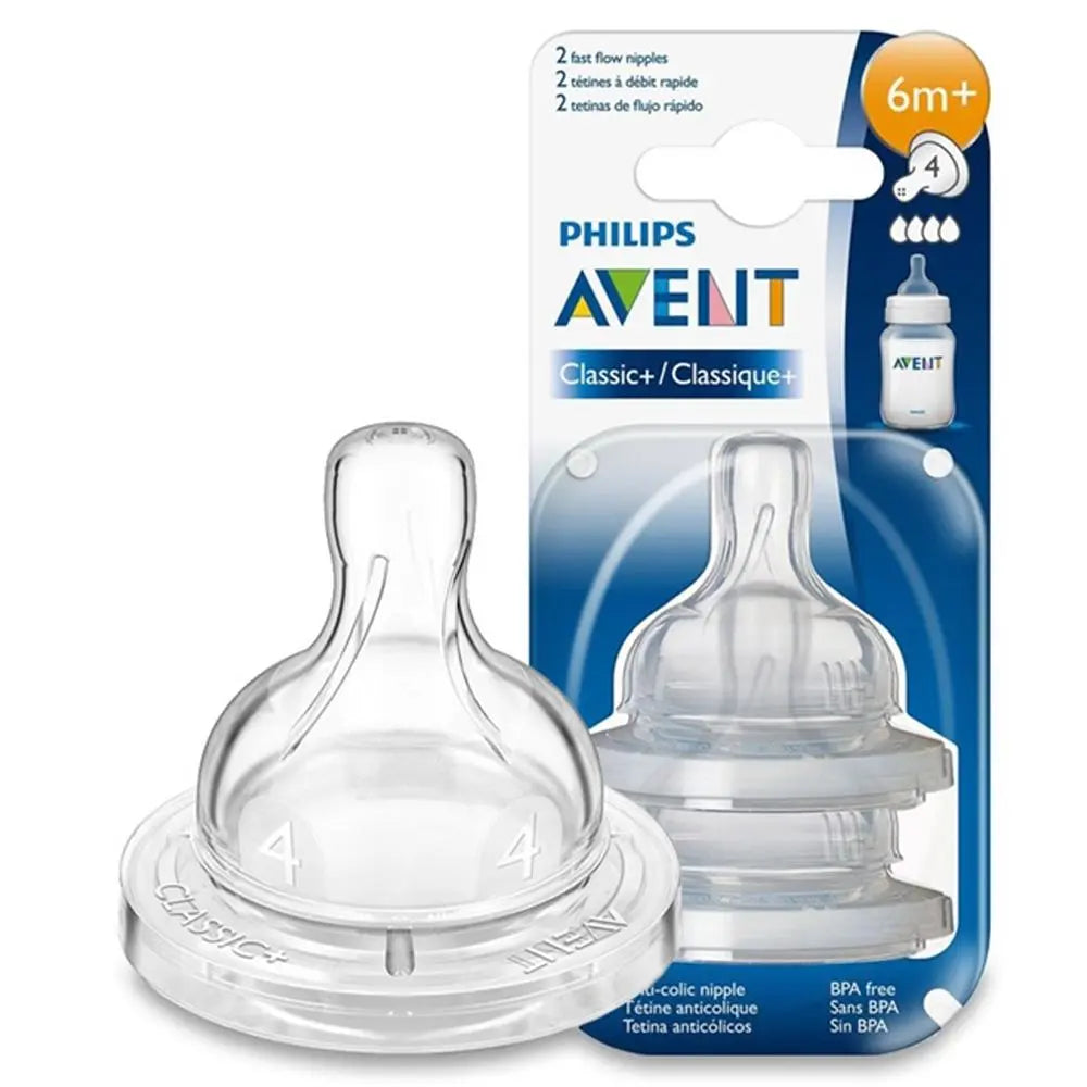 Philips Avent classic+ fast flow baby bottle nipple (Age: 6 Months+), Pack Of 2 Philips Avent
