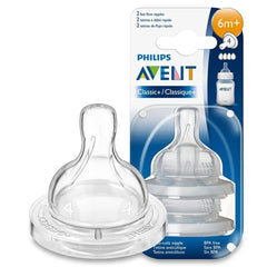Philips Avent classic+ fast flow baby bottle nipple (Age: 6 Months+), Pack Of 2 Philips Avent