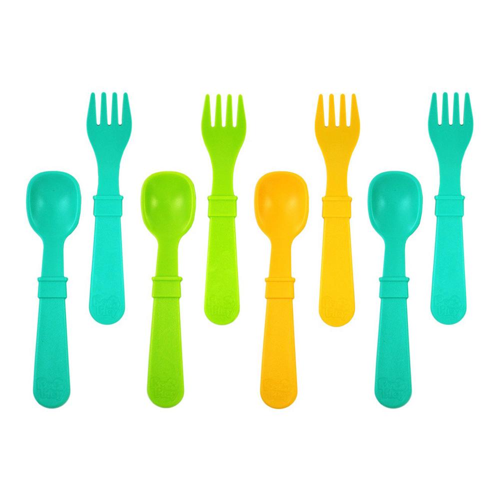 Replay Packaged Spoons & Forks - Green & Orange Replay