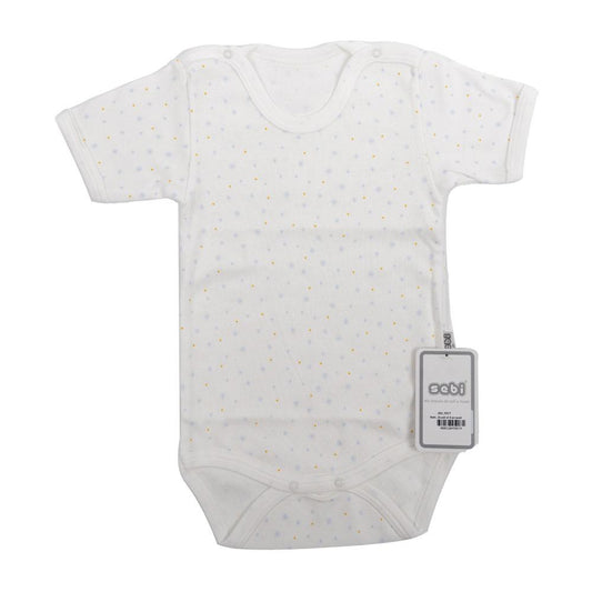 Sebi-Cotton Short Sleeve BodySuit White with Blue Snowflake