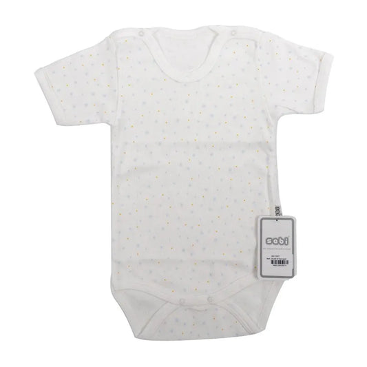 Sebi-Cotton Short Sleeve BodySuit White with Blue Snowflake SEBI
