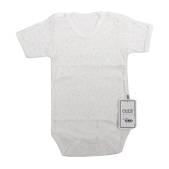 Sebi-Cotton Short Sleeve BodySuit White with Blue Snowflake SEBI