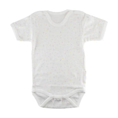 Sebi-Cotton Short Sleeve BodySuit White with Pink Snowflake SEBI