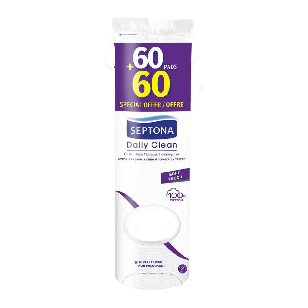 Septona Promo Cotton Pads in Plastic Bag - Pack of (60+60 Cotton Pads) Septona