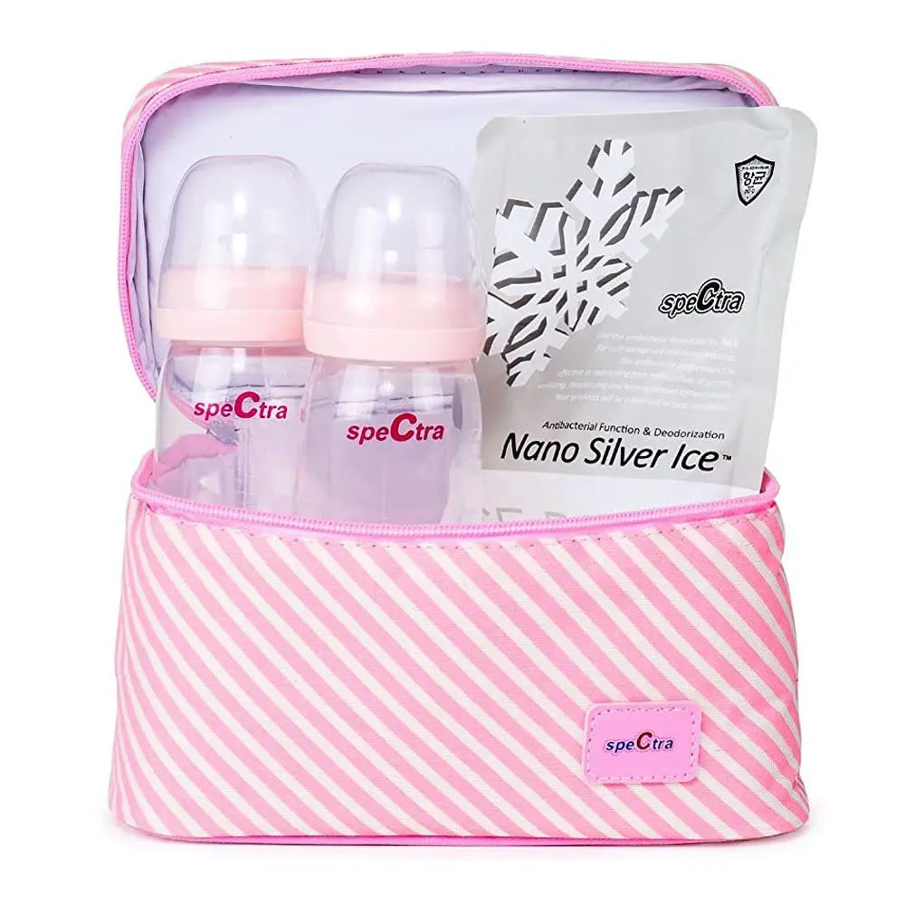 Spectra Cooler Kit with Two Containers and An Ice Pack - White and Pink Spectra