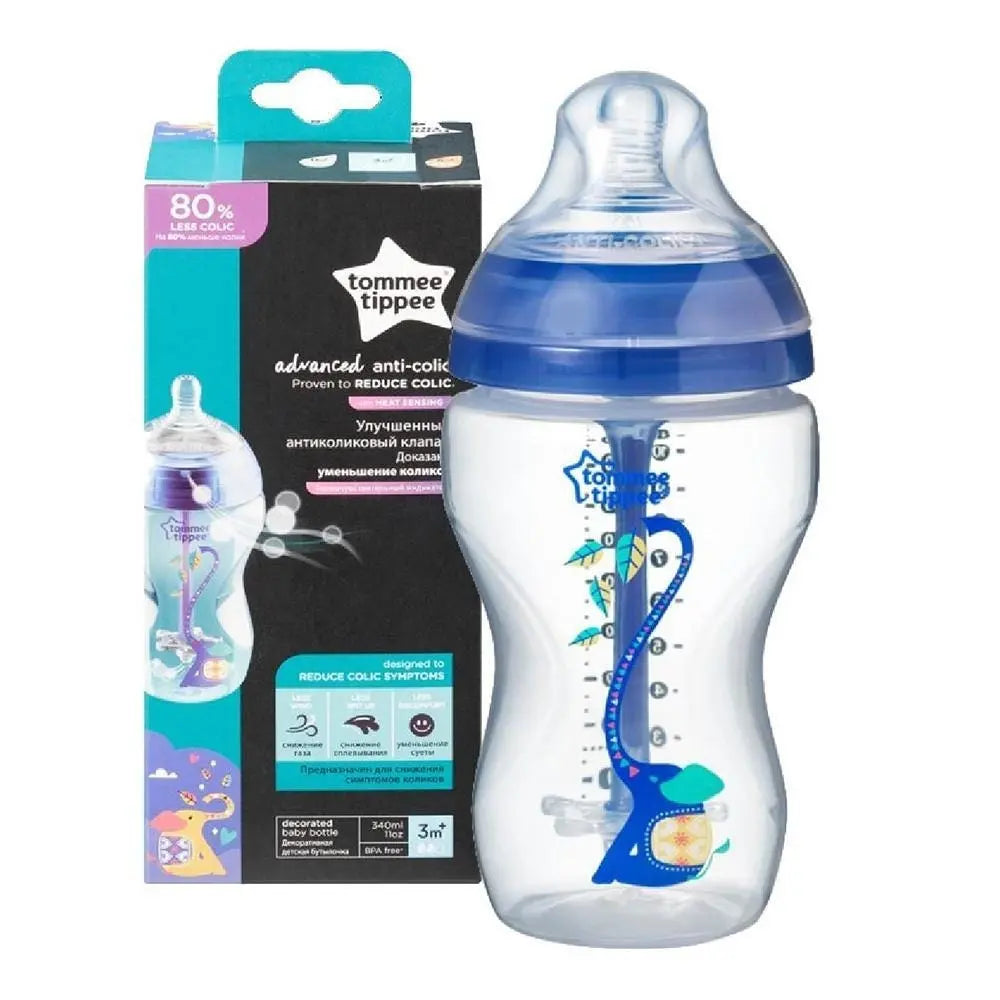 Tommee Tippee Advanced Anti Colic Heat Sensing Feeding Bottle, (340ml ) - Blue Tommee Tippee