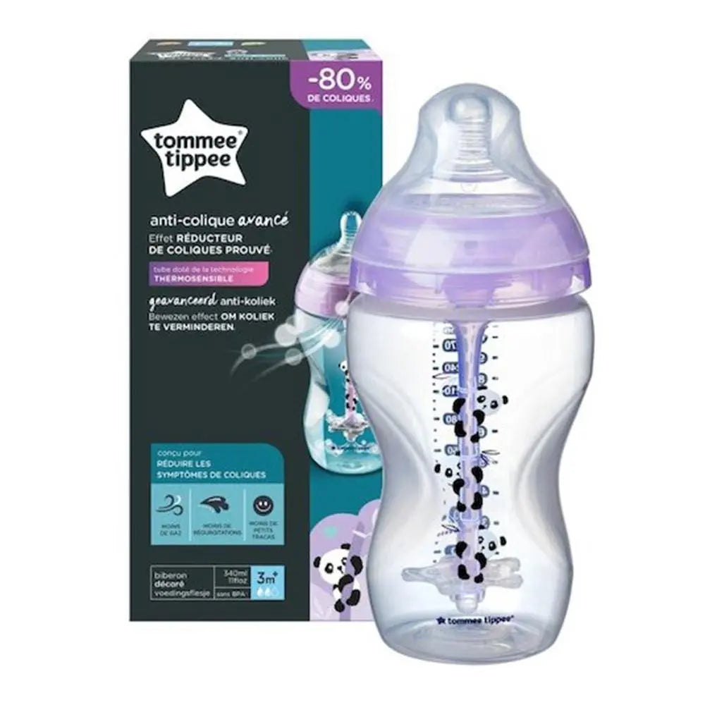 Tommee Tippee Advanced Anti Colic Heat Sensing Feeding Bottle, (340ml ) - Purple Tommee Tippee