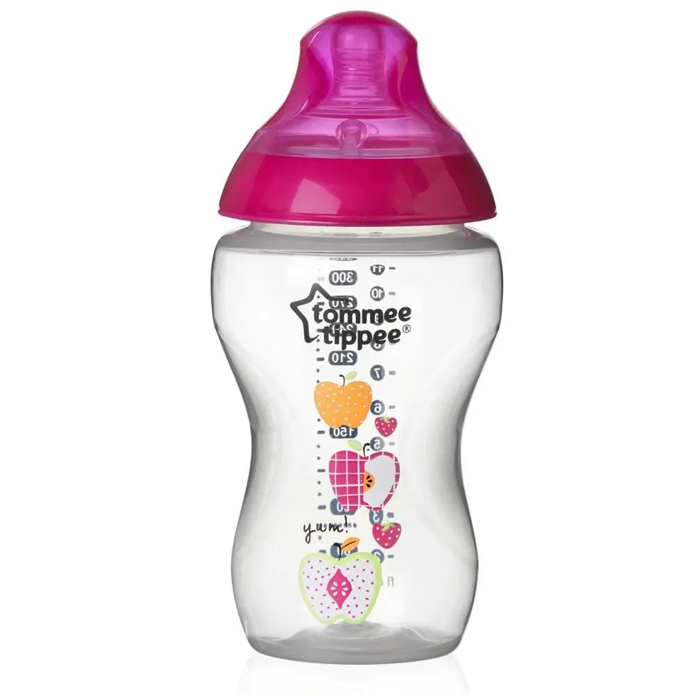 Tommee Tippee Closer to Nature Easi-Vent Decorative Feeding Bottle, (340Ml ), Pack of 1 - Pink Tommee Tippee