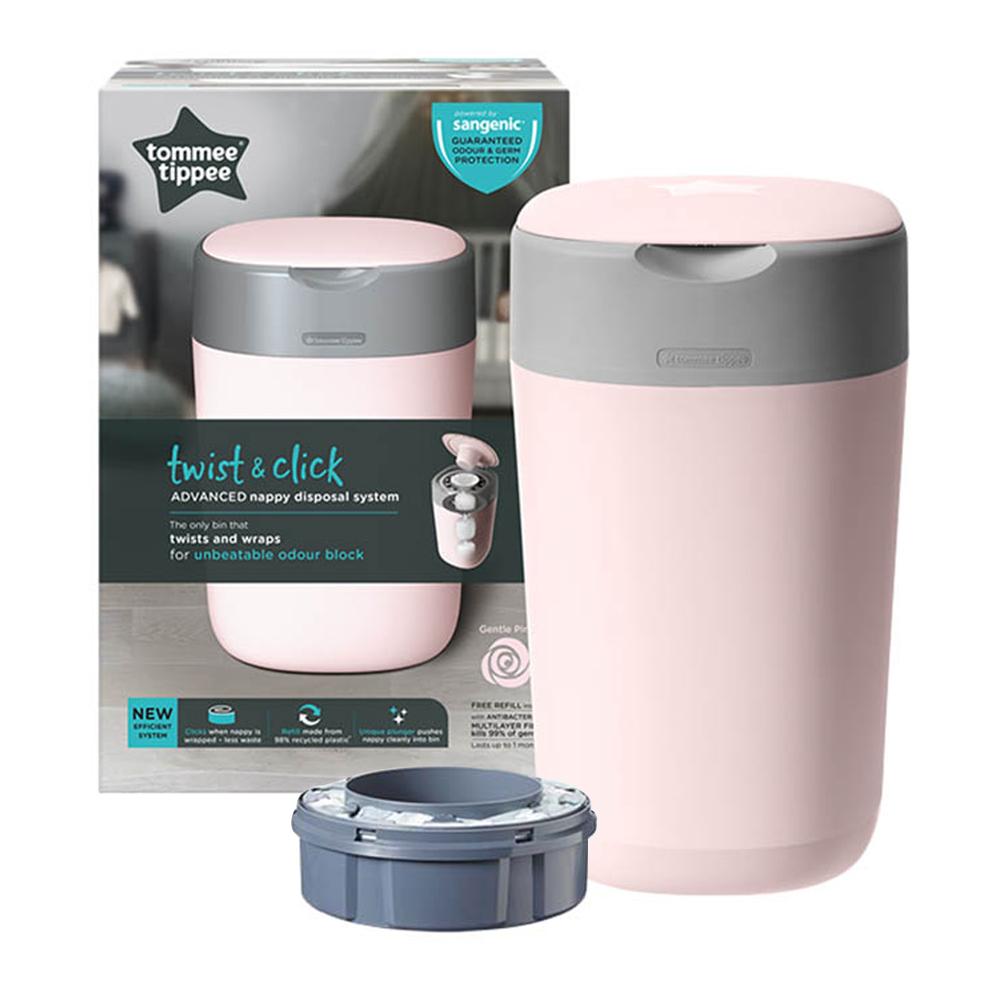 Tommee Tippee Twist and Click Advanced Nappy Disposable Bin - Pink Tommee Tippee