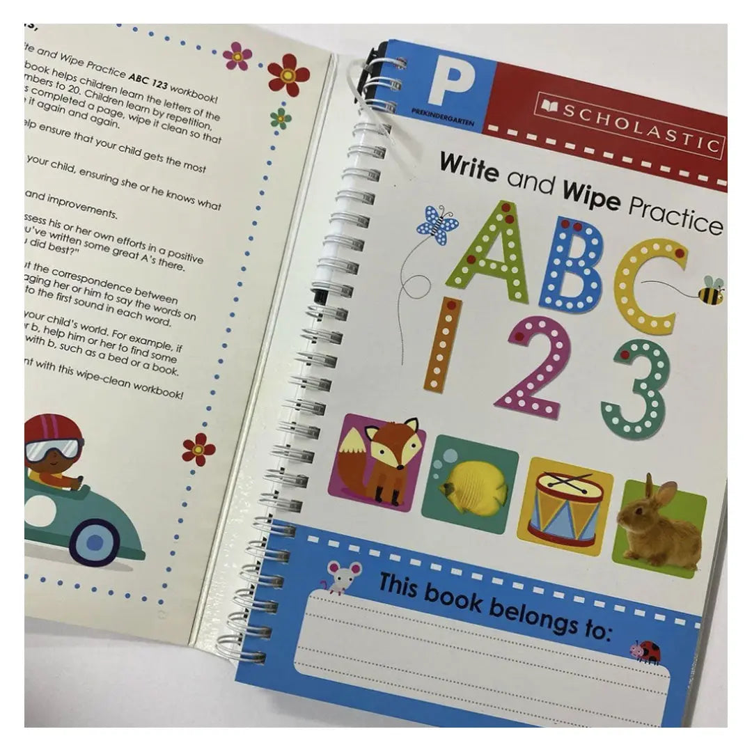 Scholastic Write and Wipe Practice ABC 123 Scholastic