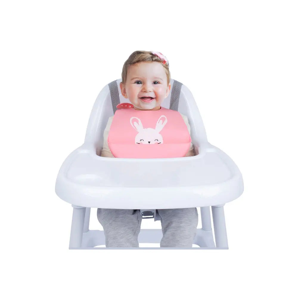 Sevi Bebe Silicone Baby Bib Rabbit - Pink Sevi Bebe
