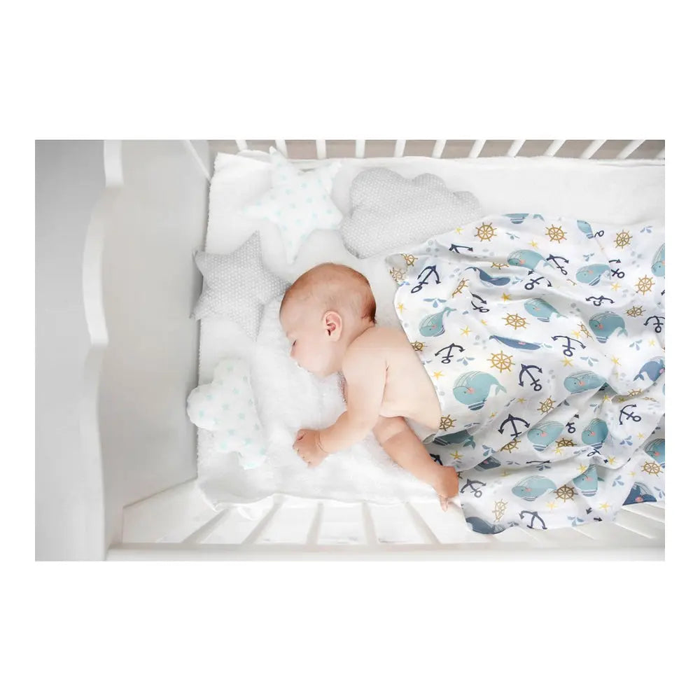 Sevi Bebe Printed Muslin Blanket 120x100 cm - Fish Pattern Sevi Bebe
